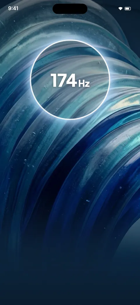 Lock screen playing 174 Hz inside a glowing ring